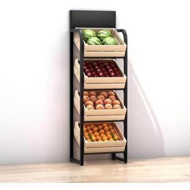 Imagem de Prateleira De Armazenamento De Lanches, Prateleira De Frutas E Legumes Para Supermercado Comercial De 4 Andares, Grande Expositor De Expositores De Batata Para Cebola Suporte Para Produtos