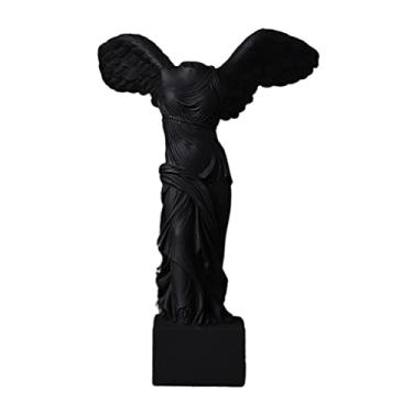 Imagem de Ｂｅｓｇａ Estátua Da Deusa Grega Alada de Samotrácia, Artefato Branco, Ornamento para Mesa, PRETO, 10x15cm