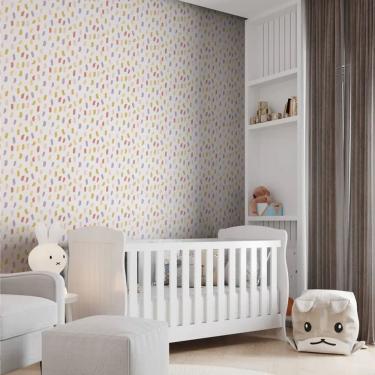 Imagem de Papel de Parede Revoada Mini Pinceladas lilás, vermelho e mostarda 4405