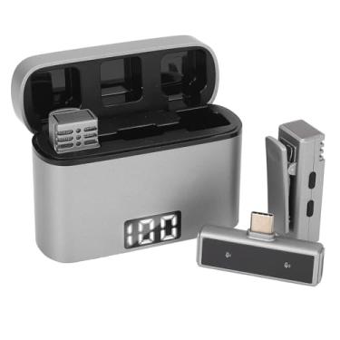 Imagem de GOWENIC Microfone Lavalier Com Caixa de Carregamento, Clipe de Cancelamento de Ruído Inteligente No Microfone de Lapela para Gravação de Vídeo Vlogging, Entrevista, Streaming