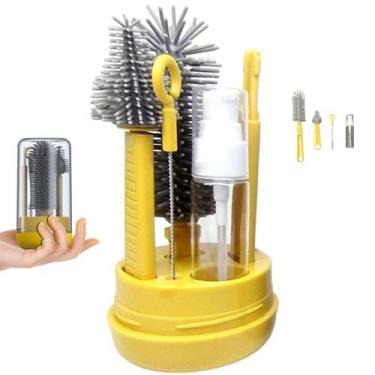 Imagem de Kit Escova de Limpeza 4 em 1 Mamadeira Garrafa Copo Bebe Criança Higie