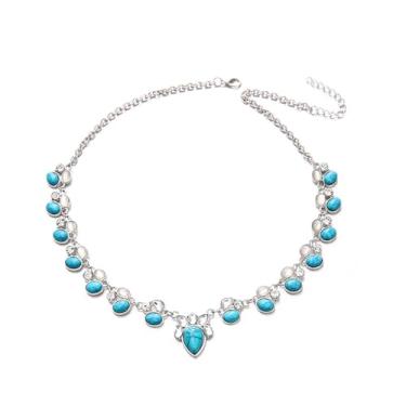 Imagem de DIAMANTIO Colar Boho com pedra preciosa turquesa – detalhes de pedra natural e pedra da lua em configuração prata