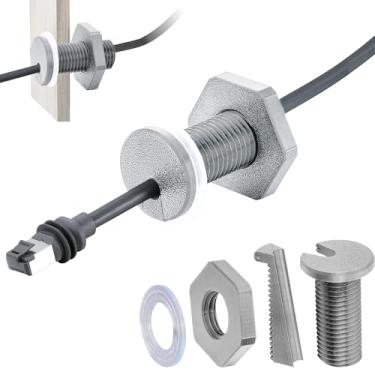 Imagem de Dikiwodark Passagem de cabo RV de 2 peças para Starlink Mini, ilhó de cabo RV compatível com Starlink, Ethernet, coaxial, resistente à água e roteamento de cabo RV antiqueda (cinza)