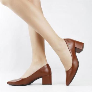 Imagem de Scarpin Salto Bloco Enfeite Metal - DIVALORI, Tiramissu, 37