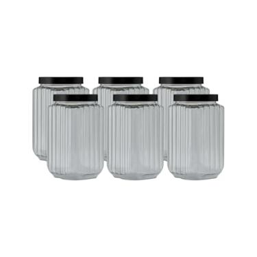 Imagem de Kit 6 Potes Grande Clássico Quadrado Fileto 2,5lt Organizador Multiuso (Fumê)