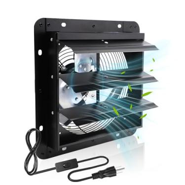 Imagem de Aibabcue Exaustor de obturador de 17 cm, ventilador de montagem na parede com interruptor ON/OFF, ventilador de ventilação para estufa, empena, celeiro, garagem, galpão, ventiladores 576 CFM, 1700 RPM