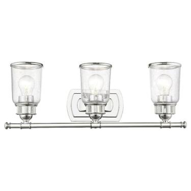 Imagem de Livex 10513-05 Lavatório de banho moderno contemporâneo com três luzes da coleção Lawrenceville, cromado polido