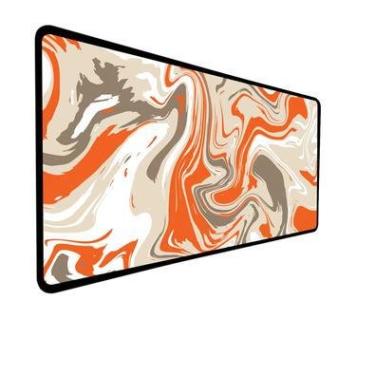 Imagem de Mouse Pad Gamer Speed, Extra Grande, Desk Pad Profissional Premium, Com Borda Costurada 120x60, Abstrato Abstract, Laranja