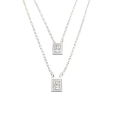 Imagem de Escapulário Prata 925 Nossa Senhora do Carmo e Sagrado Coração de Jesus, Corrente 1.8mm, 60cm