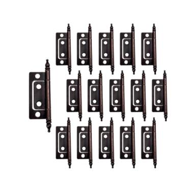 Imagem de QCAA Dobradiça de aço durável sem encaixe com pinos finais, para peito, caixa, móveis de armário vintage, 5 x 2,3 cm, bronze clássico envelhecido, feito em Taiwan, pacote com 16