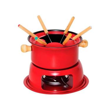 Imagem de Conjunto P/ Fondue de Chocolate Queijo 16cm C/ 11 Peças Vermelho
