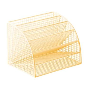 Imagem de Ｂｅｓｇａ Organizador de arquivos em formato de leque, suporte de mesa, suporte respirável para armazenamento de documentos e papéis, classificador de mesa para, Gold and L