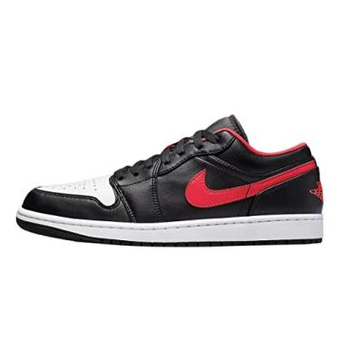 Imagem de Nike Tênis masculino Air Jordan 1 Low, Preto/Vermelho Fogo - Branco, 38
