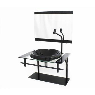 Imagem de Gabinete Com Cuba Para Banheiro De Vidro 60Cm  - Preto