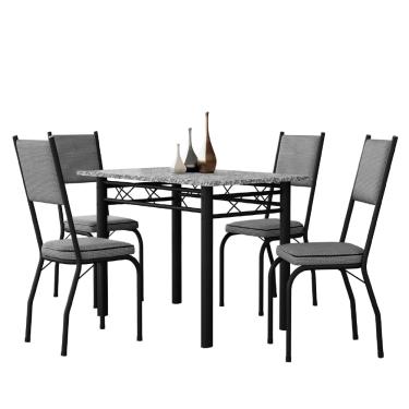 Imagem de Conjunto Sala De Jantar Mesa Tampo Granito 1,20m Com 4 Cadeiras Diana Artefamol