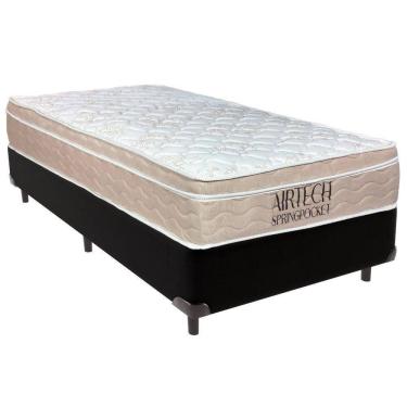 Imagem de Cama Box Solteiro Preto+colchão Airtech Molas Ortobom