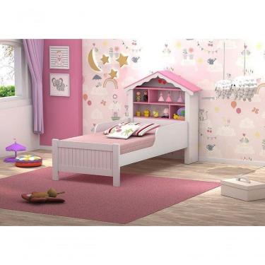 Imagem de Cama Casinha Com Nichos Princesa Rosa Com Colchão Vitamov