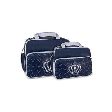 Imagem de Kit Bolsa Mala Maternidade Bebê 2 Peças Bolsa e Frasqueira Porta Mamadeira Menino e Menina (Azul Marinho)