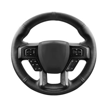 Imagem de Belinous Capa de volante de couro com cadarço, costurada à mão no envoltório, envoltório de direção compatível com Ford F-150 F250 King Ranch/Lariat/XL/XLT/Limited/Platinum/Police Responder 2015-2020