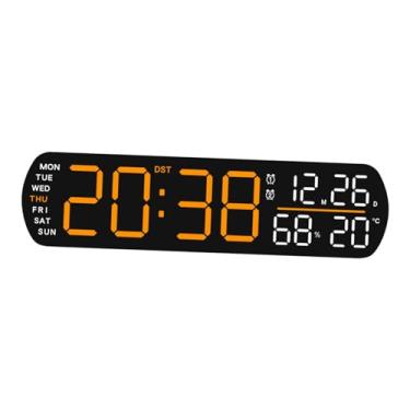 Imagem de Generic Despertador digital Relógio digital Fácil de usar Inteligente Portátil Utilitário Moderno LED Display Relógios de mesa para sala de chá interna Mesa, Amarelo