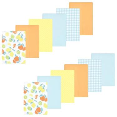 Imagem de Luvable Friends Hudson Baby Flanela Burp Panos, conjunto com 12 unidades, Cítrico pastel, 14x20 inches