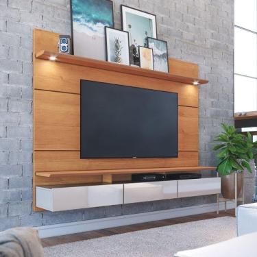 Imagem de Painel para TV até 60 Polegadas com LED 3 Gavetas 182cm Decore Marrom/Off White