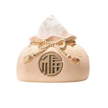 Imagem de Capa para caixa de lenços de papel Capa de caixa tecido estilo chinês, suporte cerâmica, decorativa para vaidade, tanque vaso sanitário, cômoda, mesa noturno