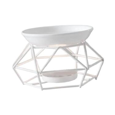 Imagem de IEUDNS Queimador de óleo essencial, decoração de tigela de cerâmica, presente para interiores, porta-velas, aquecedor de aroma para armário de meditação, Branco