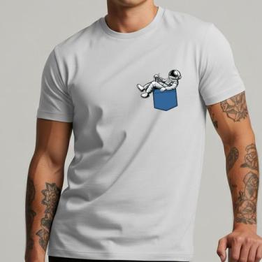 Imagem de Camiseta Masculina Astronauta Criativa Estilo Streetwear Geek Nerd Alg