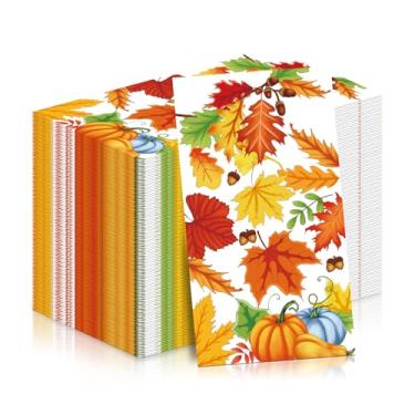Imagem de 100 guardanapos de papel de Ação de Graças - Guardanapos decorativos descartáveis de 3 camadas para suprimentos de festa de Ação de Graças