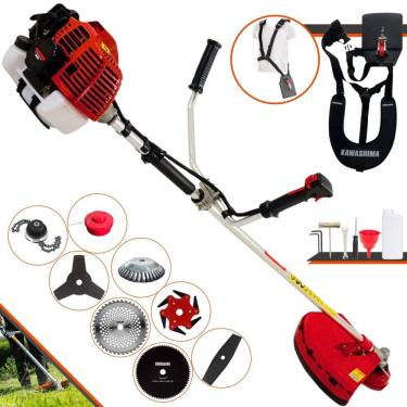 Imagem de Máquina de Cortar Grama Profissional À Gasolina Kawashima KW52L 52cc 10.000rpm 2,5HP de Potência 10.000rpm Roçadeira Completa Com 8 Opções de Cortes