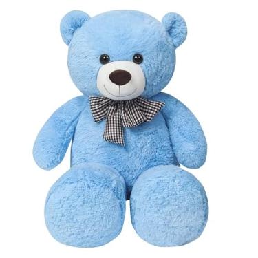 Imagem de Urso De Pelúcia Gigante 1M Com Laço Para Decoração Presente Amor (Mel Com Azul BB)