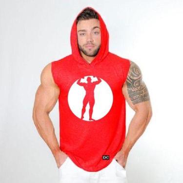 Imagem de Camiseta Regata Cavada Masculina Com Capuz Treino Academia Estampada M