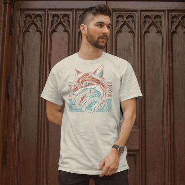 Imagem de Camiseta Masculina Lobo Feroz Algodão Leve e Confortavél-Masculino