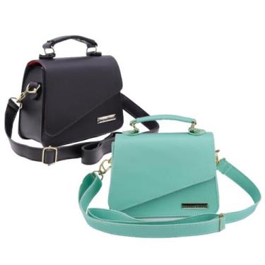 Imagem de Kit bolsa feminina pequena alça tarnsversal - ZBOLSA, Preto, Verde