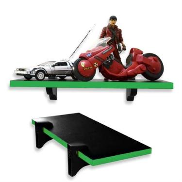 Imagem de Prateleira 55cm MDF Preto Decorativa Gamer Multiuso Livros Jogos - Qua