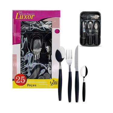 Imagem de Conjunto de talheres Luxor 25pçs cabo anatômico preto UD341 - 123 Útil