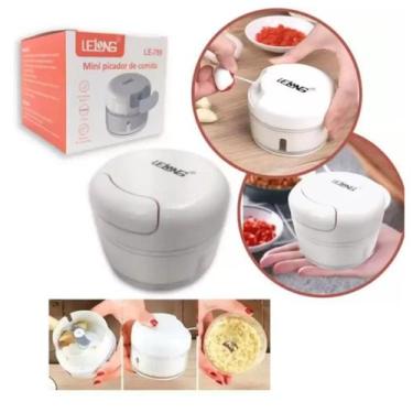 Imagem de Mini Processador Picador Manual De Alimentos 170ml Cor Branco LE-789 L