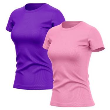 Imagem de Kit 2 Camisetas Feminina Dry Fit Básica Lisa Proteção Solar UV Térmica