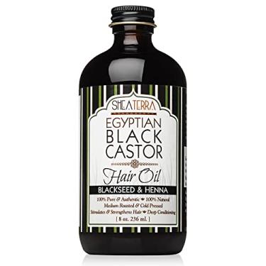 Imagem de Shea Terra Organics Óleo de rícino preto egípcio 100% puro – semente negra e hena | Óleo de cabelo totalmente natural para fortalecimento e condicionamento para crescimento saudável do cabelo e couro