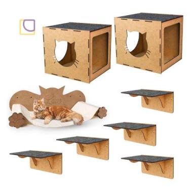Imagem de Circuito Para Gatos De Parede Kit Playground Com 8 Peças Nichos Rede M