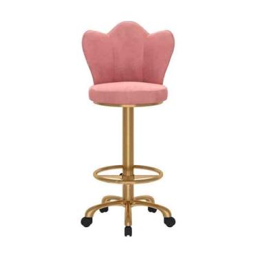 Imagem de ZzleoyuUUs-12 Fácil montagem bar caixa ilha mesa cadeira de jantar mesa mesa sentado encosto alto luz luxo simples metal uso doméstico (rosa)