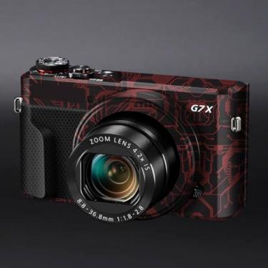 Imagem de G7XII Adesivo de capa de câmera para Canon G7X Mark II película protetora antiarranhões decoração e resistência ao desgaste (vermelho circuito)