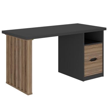 Imagem de Mesa Para Escritório Escrivaninha Home Office Dora A02 Preto Nogal - Lyam Decor
