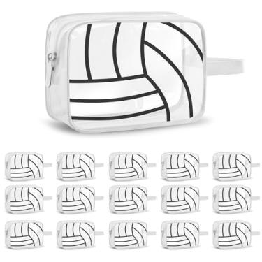 Imagem de Bolsa de cosméticos de vôlei com 16 peças – Bolsa de viagem impermeável de PVC transparente, bolsa de acessórios de presente de vôlei, bolsa de maquiagem para lanches, organizador de bolsa de higiene