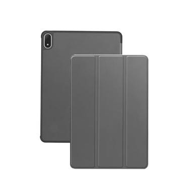 Imagem de Capa para tablet OnePlus Pad 3 de 13,2 polegadas, capa protetora de couro PU com suporte de três dobras para tablets OnePlus Pad3, resistente a arranhões, despertar/hibernar automaticamente (cinza)