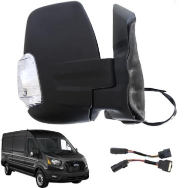 Imagem de Liizoo Espelho de porta lateral do lado direito do passageiro para Ford Transit 150 250 350 350 HD 2015-2025 Van de carga Reboque de vidro elétrico com luz de sinalização, aquecido, 6 Pims (braço