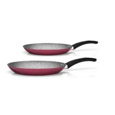 Imagem de Frigideira Francesa Premium antiaderente 20cm + 24cm cereja Panelux Ki