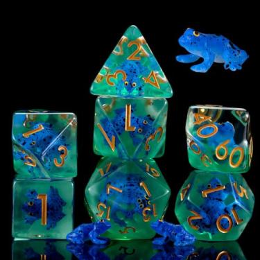 Imagem de DND Resin Frog Dice Set, Polyhedral D&D Dice Animal Inclusion Dice D and D for Dungeons and Dragons MTG RPG Board Games