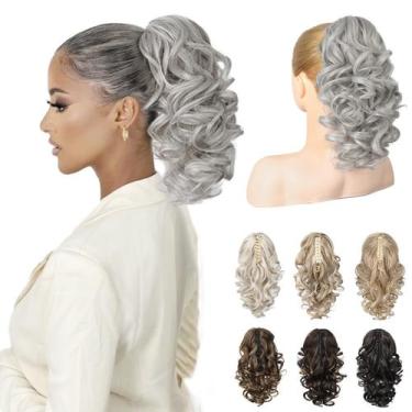 Imagem de Extensão de rabo de cavalo REECHO Classic Loose Curly Wavy Silver Grey